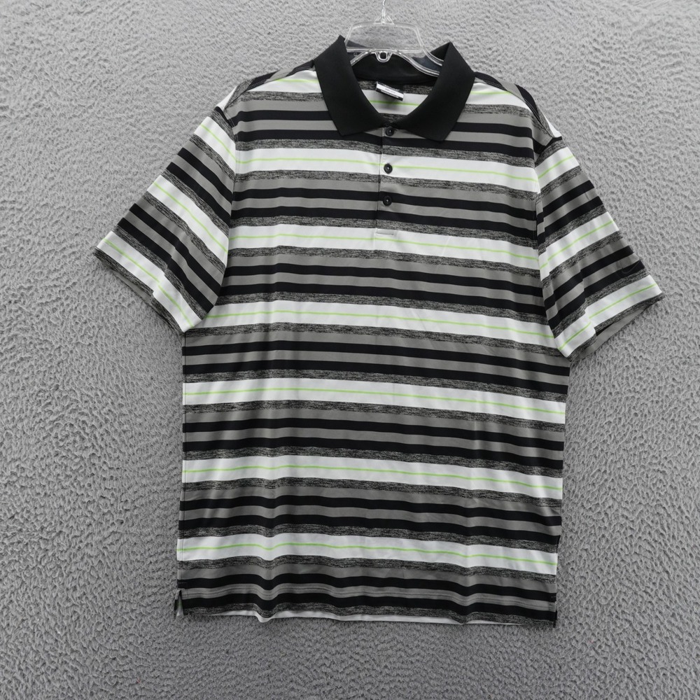 Nike Dri Fit Golf Polo Shirt Large Men Black Gray Green‎ Performance Athletic